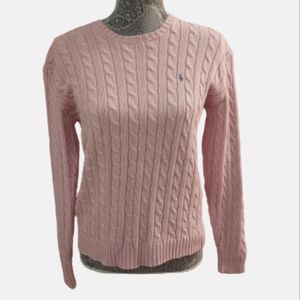 Ralph Lauren Blue Label light pink cotton cable knit sweater
